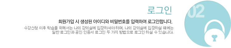 02 로그인 회원가입시 생성된 아이디와 비밀번호를 입력하여 로그인합니다.